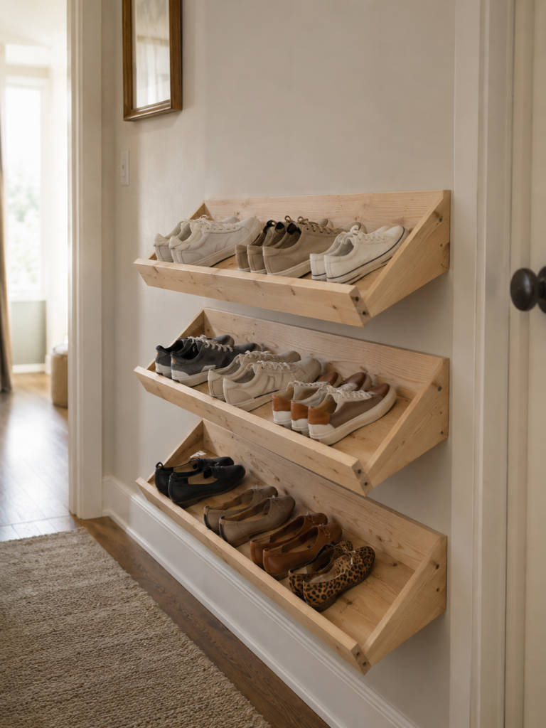 15 DIY Wall-Mounted & Floating Shoe Rack Ideas You Can Actually Build