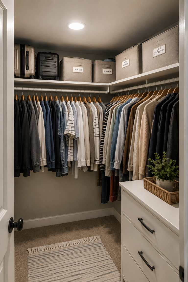 15 Inexpensive Small Walk-In Closet Ideas for a More Organized, Custom-Looking Space