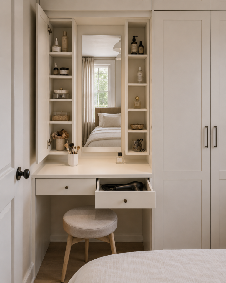 13 Small Bedroom Wardrobe With Dressing Table Ideas for Better Storage