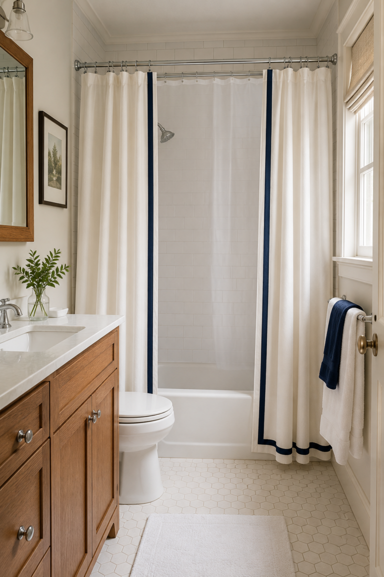 15 Long & Classic Shower Curtain Ideas With Panels and Liners