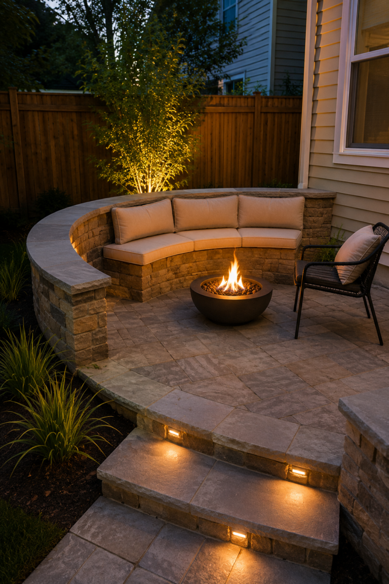 17 Cozy Small Backyard Ideas With Fire Features and Built-In Seating
