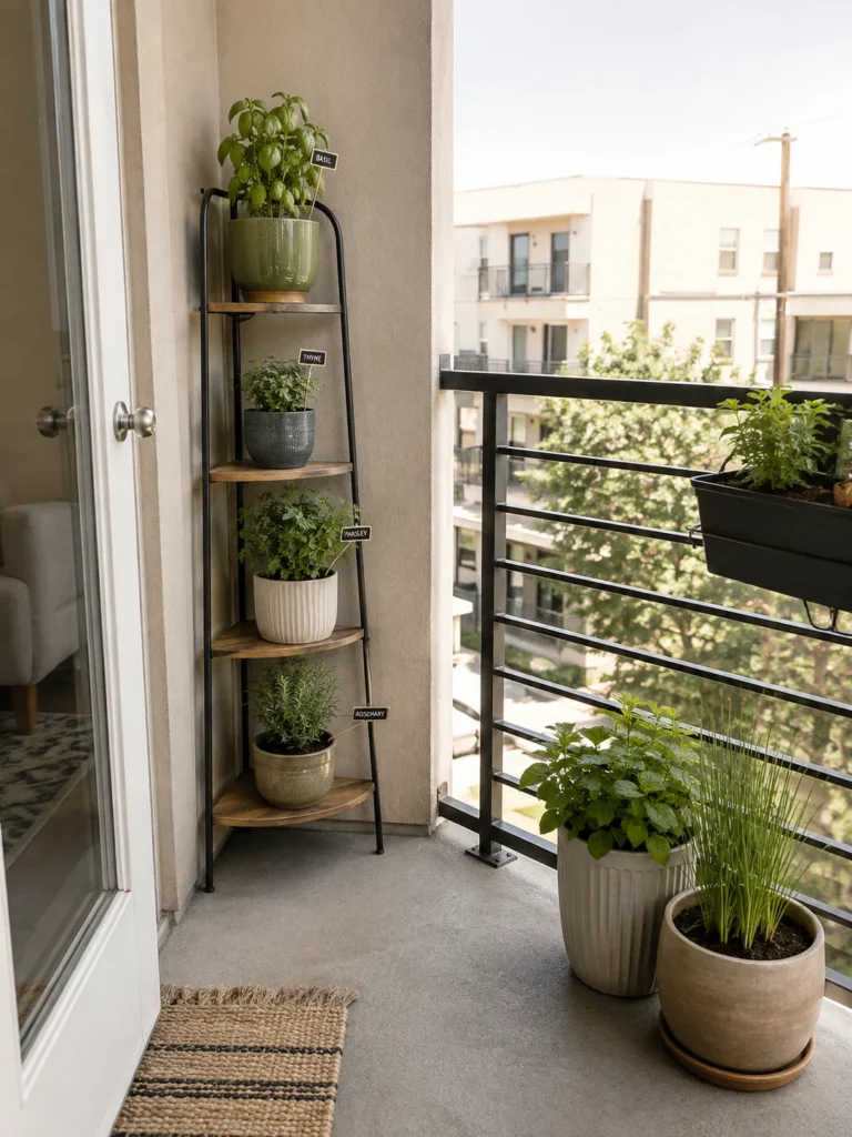 20 Small Balcony Herb Garden Ideas for Apartments (Pots, Planters & Vertical Setups)