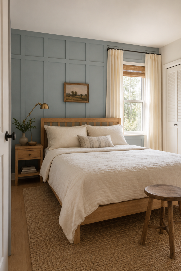 15 Affordable Small Guest Bedroom Ideas With Light Wood and Paneled Walls