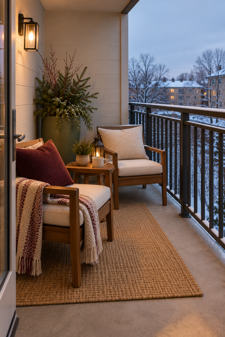 13 Winter Balcony Ideas Apartment Dwellers Can Use for a Cozy Outdoor Space