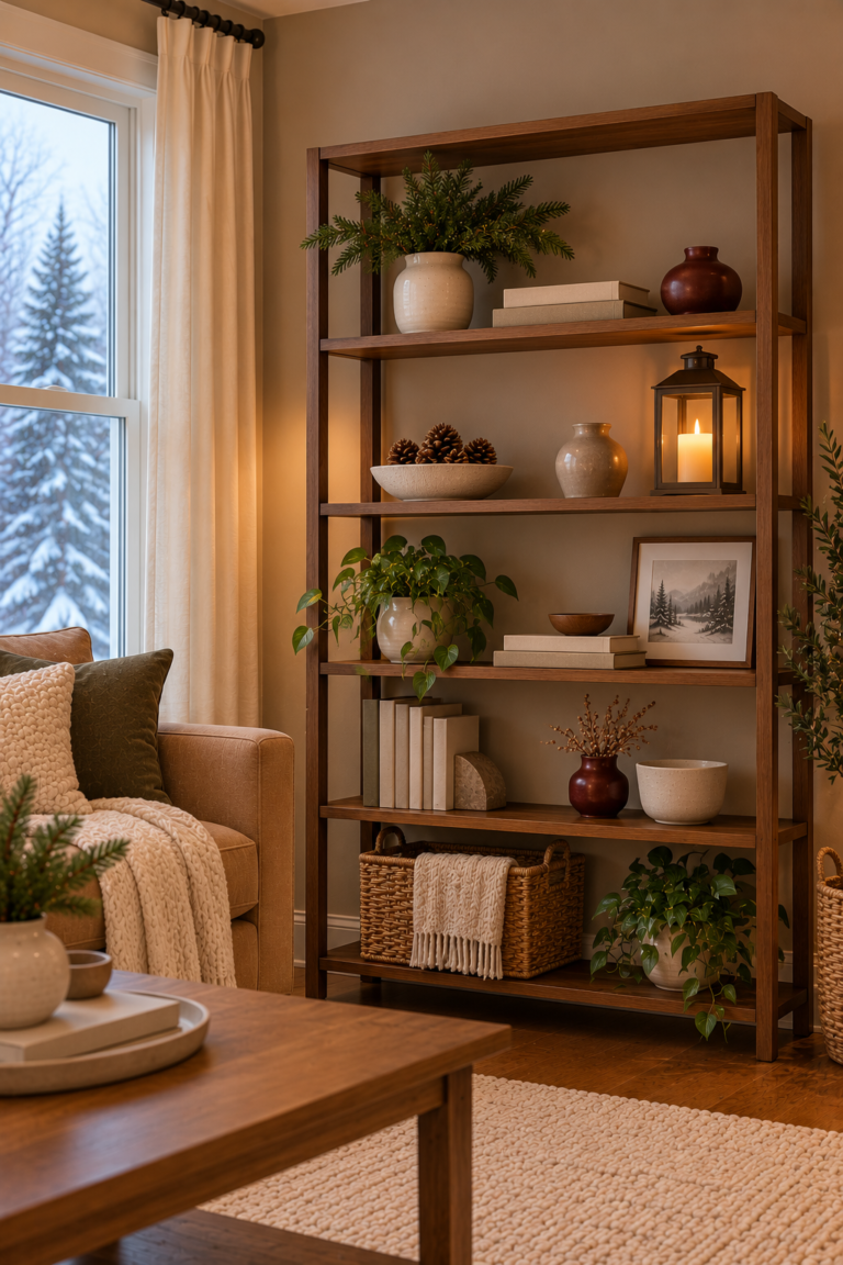 12 Winter Shelf Decor Ideas for Simple Seasonal Displays