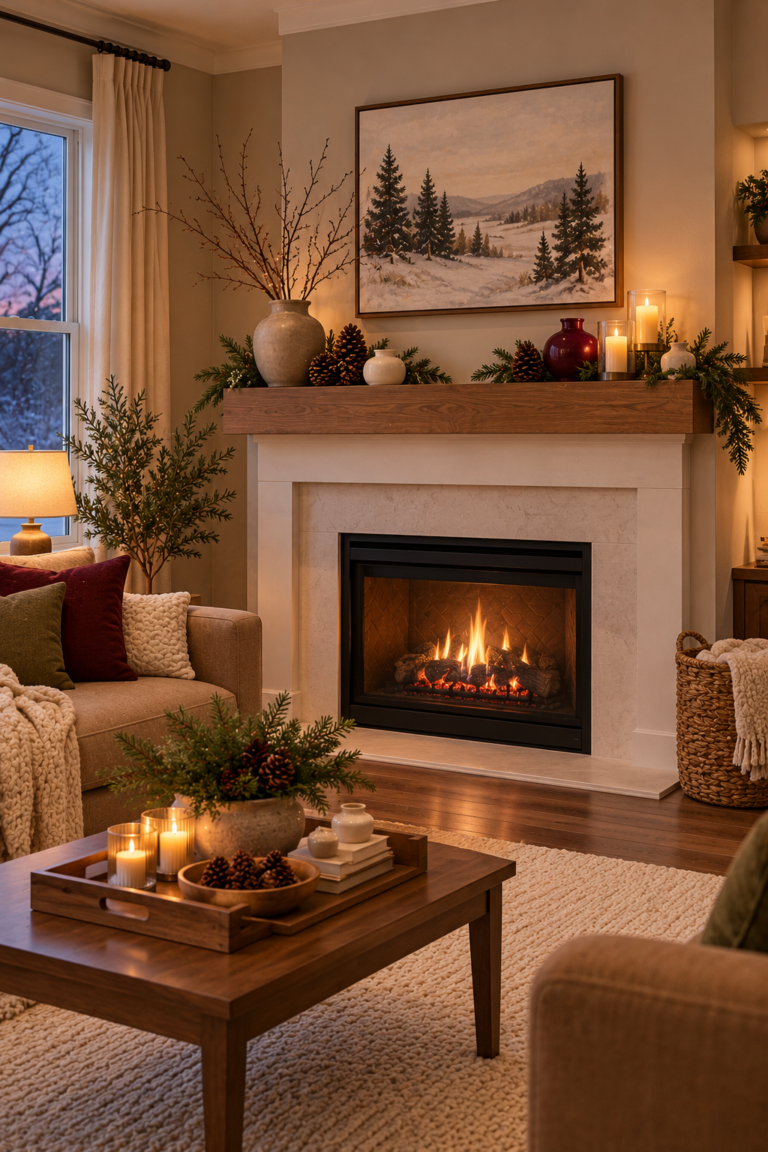 18 Winter Fireplace Decor Ideas for a Cozy Seasonal Living Room